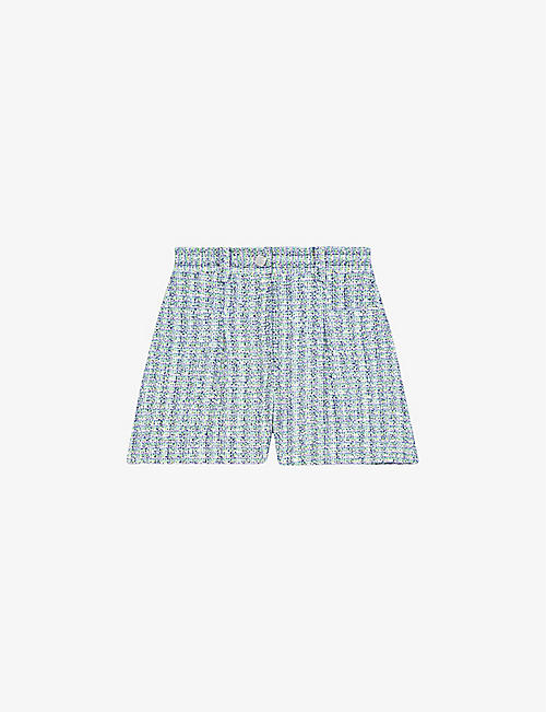 MAJE: Patch-pocket regular-fit tweed shorts