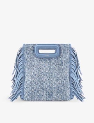 Maje Womens Bleus Mini M Tassel-embellished Denim Cross-body Bag