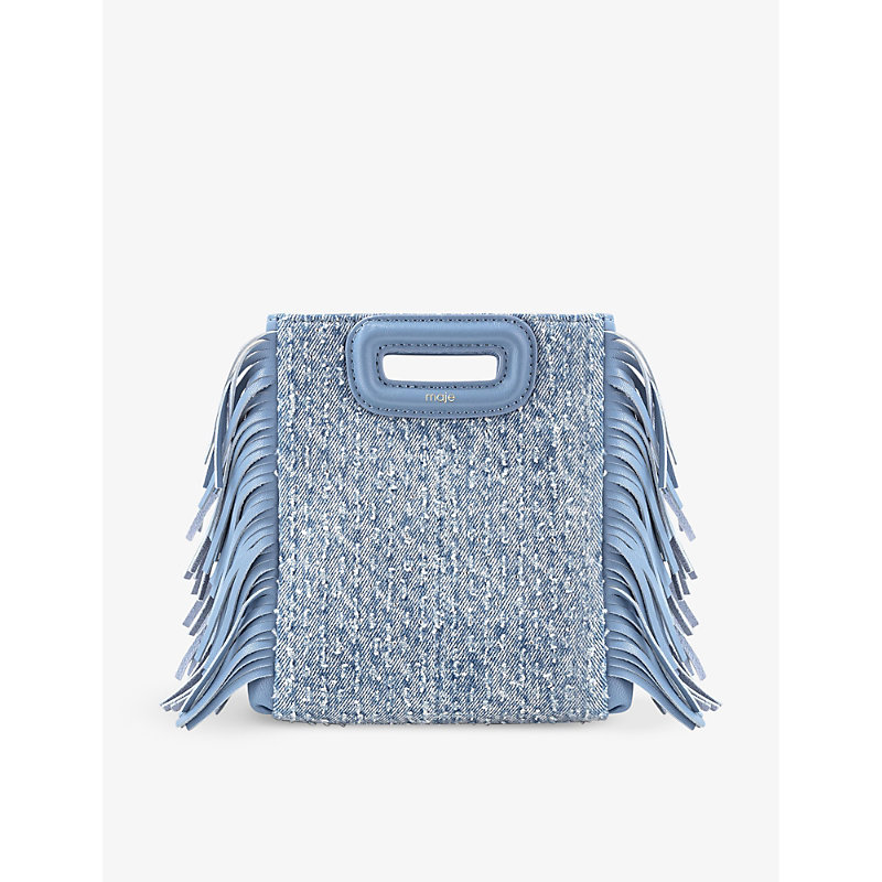 Maje Womens Bleus Mini M Tassel-embellished Denim Cross-body Bag