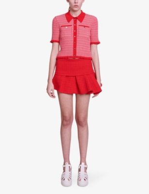 Shop Maje Women's Rouges Asymmetric-hem High-rise Tweed Mini Skirt
