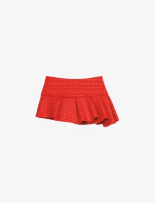 MAJE: Asymmetric-hem high-rise tweed mini skirt
