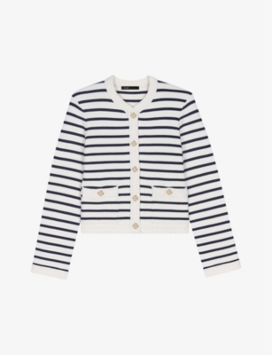 MAJE: Stripe-pattern stretch-knit cardigan