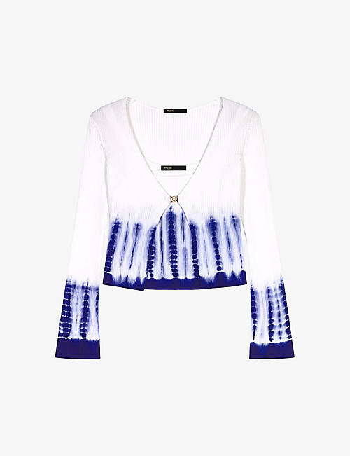 MAJE: Tie-dye top and cardigan ribbed-knit two-piece set
