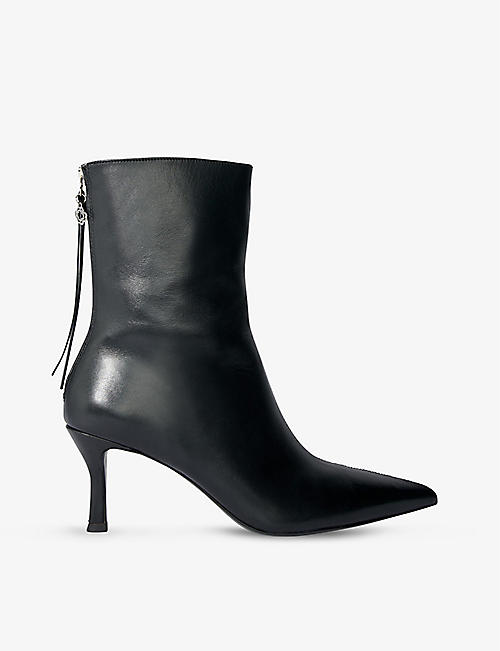 MAJE: CLover-embellished kitten-heel leather ankle boots