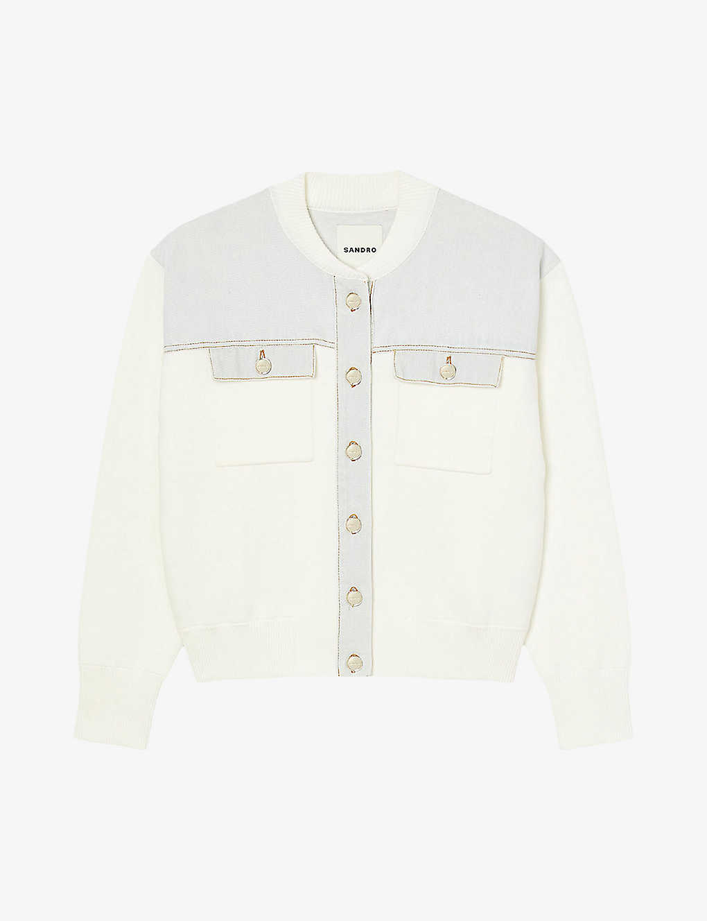 Sandro Womens Naturels Patch-pocket Woven Jacket In White