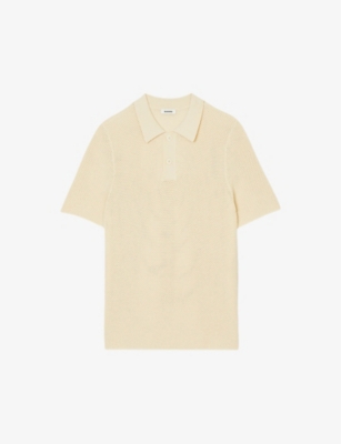 SANDRO: Open-work relaxed-fit stretch-knit polo
