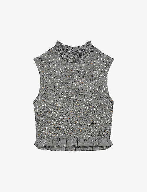 SANDRO: Sequin-embellished slim-fit stretch-woven top