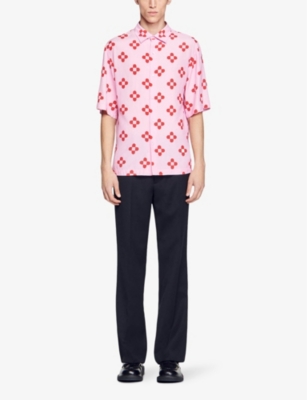 Shop Sandro Men's Roses Flower-print Relaxed-fit Woven Shirt