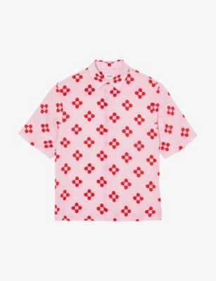 SANDRO: Flower-print relaxed-fit woven shirt