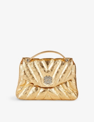 SANDRO: Branded-hardware quilted leather shoulder bag