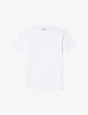 Shop Sandro Men's Naturels Logo-embroidered Regular-fit Cotton T-shirt