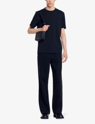 Sandro Mens  Relaxed-fit Short-sleeve Cotton T-shirt In Noir / Gris