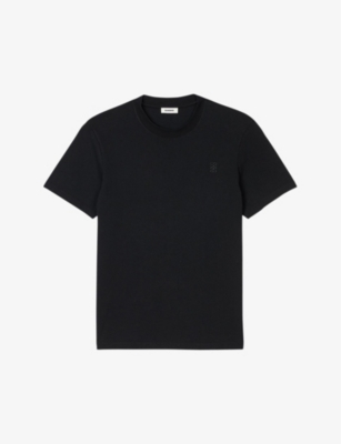 Sandro Mens  Relaxed-fit Short-sleeve Cotton T-shirt In Noir / Gris