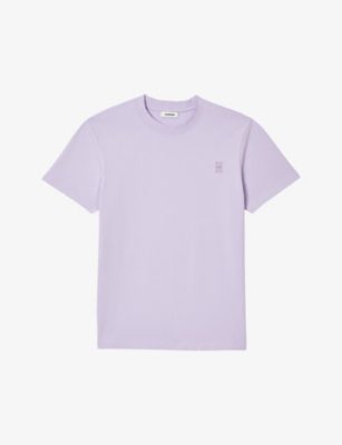 Shop Sandro Men's Violets Logo-embroidered Regular-fit Cotton T-shirt