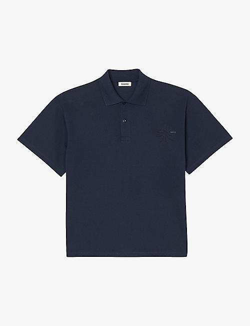SANDRO: Flower-embroidered relaxed-fit cotton polo