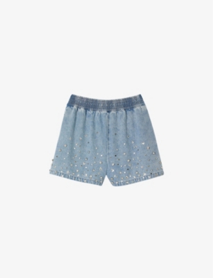 Shop Sandro Women's Denim - Jean Rhinestone-embellished Denim Shorts