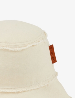 Shop Sandro Men's Naturels Logo-patch Frayed-edge Cotton Bucket Hat