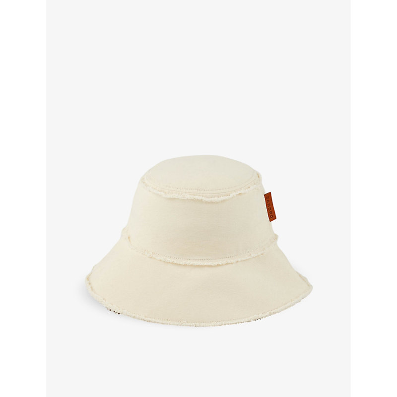 Sandro Mens Naturels Logo-patch Frayed-edge Cotton Bucket Hat