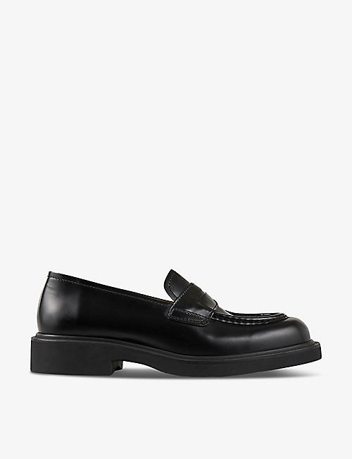 SANDRO: Logo-debossed chunky-sole leather loafers