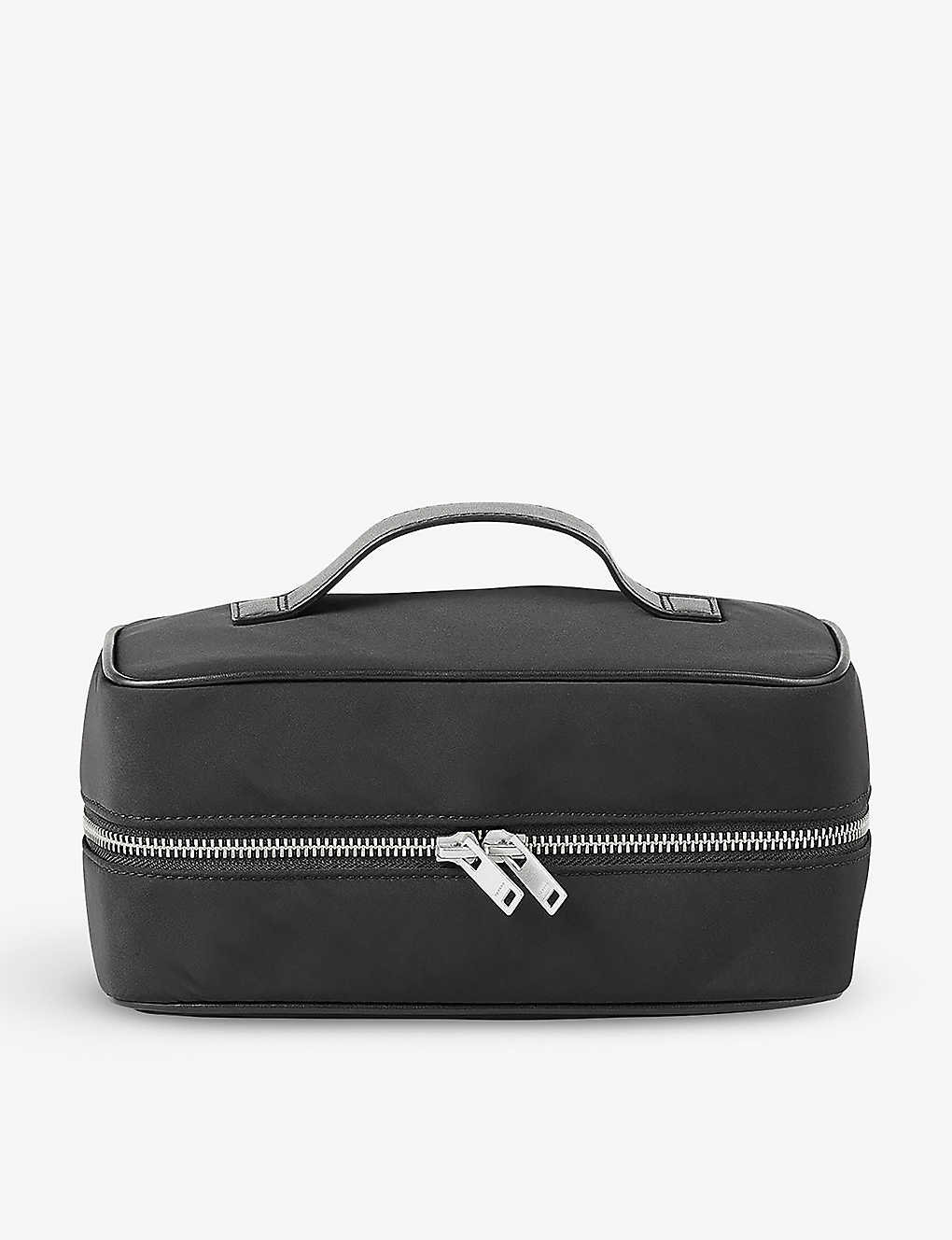 Sandro Mens Black Logo-hardware Zip-around Nylon Wash Bag In Noir / Gris