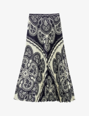SANDRO - Henne Bandana-pattern pleated woven maxi skirt | Selfridges.com