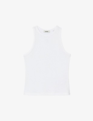 SANDRO: Round-neck sleeveless cotton T-shirt
