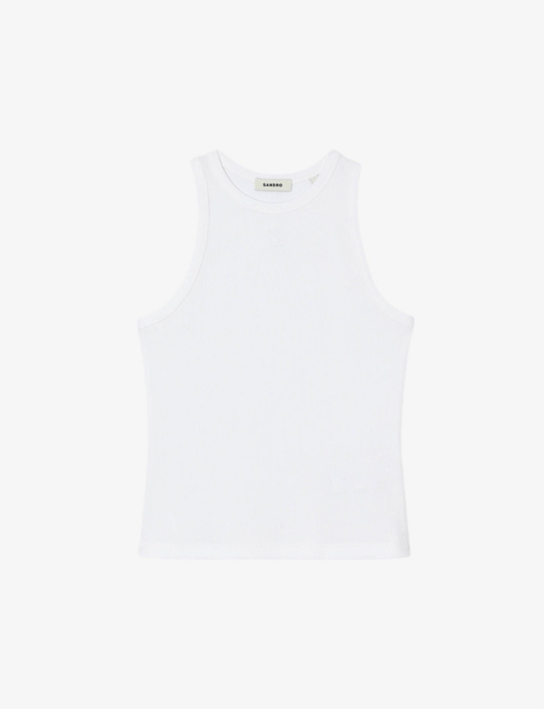 Round-neck sleeveless cotton T-shirt