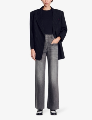 Sandro Embroidered Vest Top In Noir / Gris