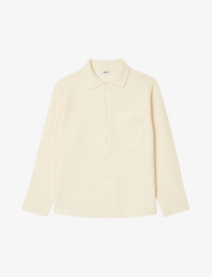SANDRO: Patch-pocket oversized knitted shirt