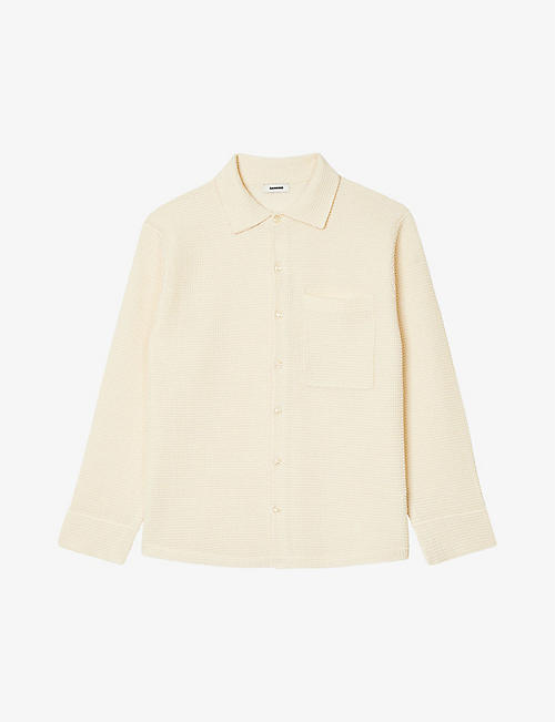 SANDRO: Patch-pocket oversized knitted shirt