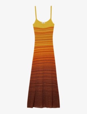 SANDRO: Zig-zag weave knitted maxi dress
