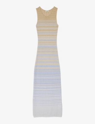 SANDRO: Zig-zag weave pointelle-knit maxi dress