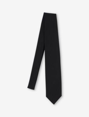 Shop Sandro Mens Noir / Gris Oversized Wide-blade Cotton Tie