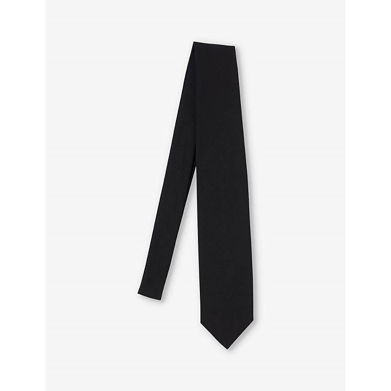 Shop Sandro Mens Noir / Gris Oversized Wide-blade Cotton Tie