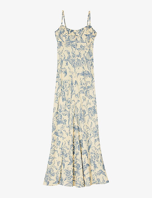 SANDRO: Joselle floral-pattern woven maxi dress
