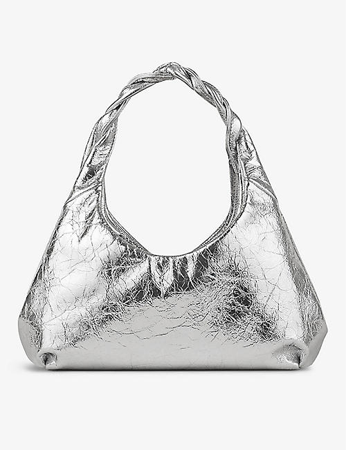 SANDRO: Moonwalk metallic-leather baguette bag