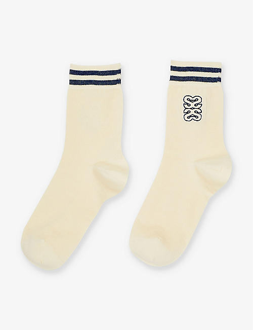 SANDRO: Logo-embroidered ribbed stretch-cotton socks