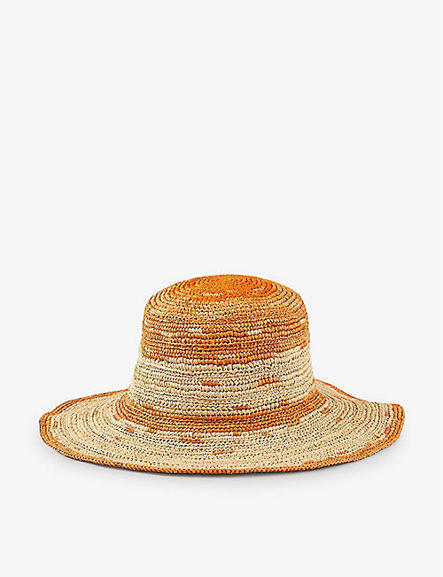 SANDRO: Two-tone wide-brim raffia hat