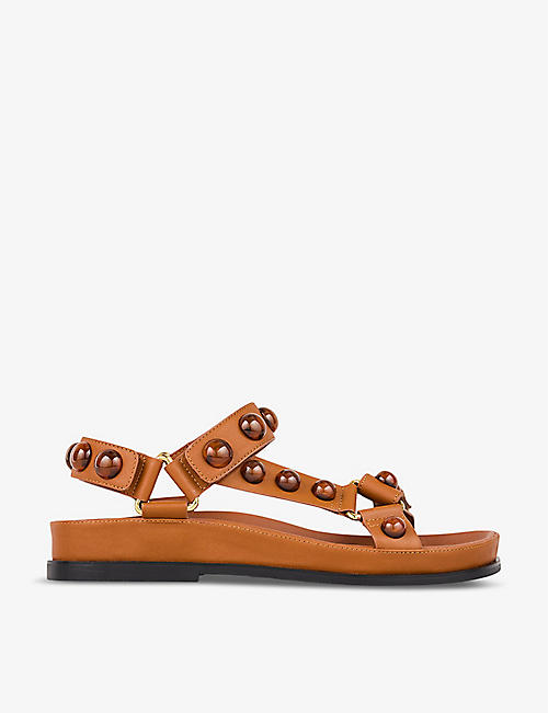 SANDRO: Stud-embellished leather sandals