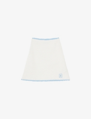 SANDRO: Contrast-trim high-rise crochet mini skirt