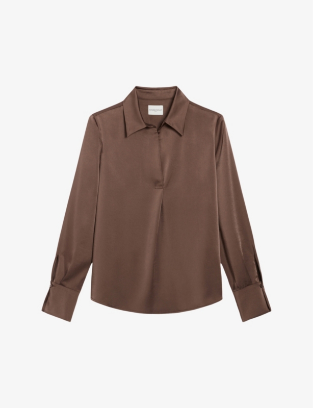 Collar V-neck satin shirt