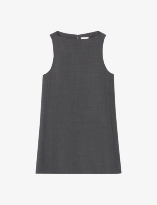 Shop Claudie Pierlot Womens Noir / Gris Flecked-weave Wool-blend Mini Dress