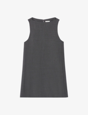 Shop Claudie Pierlot Womens Flecked-weave Wool-blend Mini Dress Noir / Gris