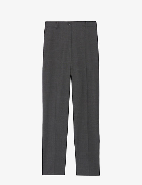 CLAUDIE PIERLOT: Slim-fit tapered-leg high-rise stretch wool-blend trousers