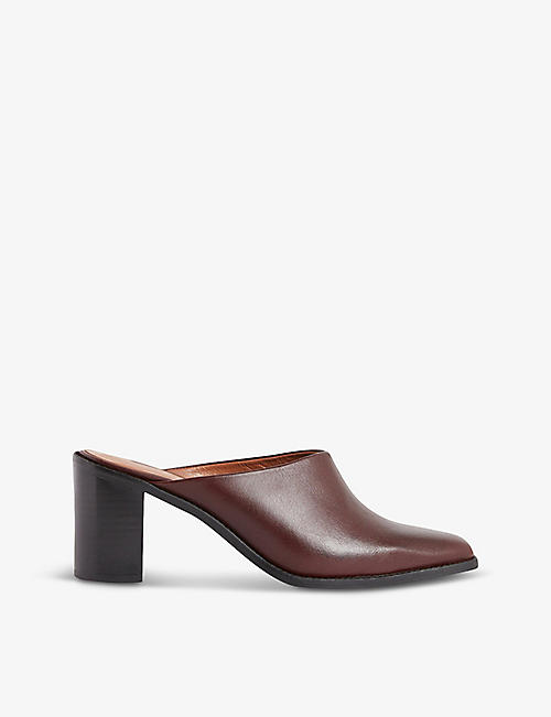 CLAUDIE PIERLOT: Pointed-toe open-back cow-leather mules