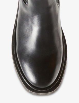 Shop Claudie Pierlot Women's Noir / Gris Elasticated-side Mid-height Leather Chelsea Boots