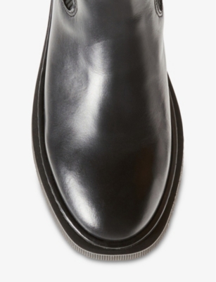 Claudie Pierlot Womens  Elasticated-side Mid-height Leather Chelsea Boots In Noir / Gris