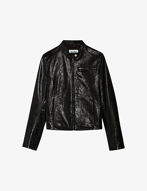 CLAUDIE PIERLOT: Stand-collar slim-fit leather jacket