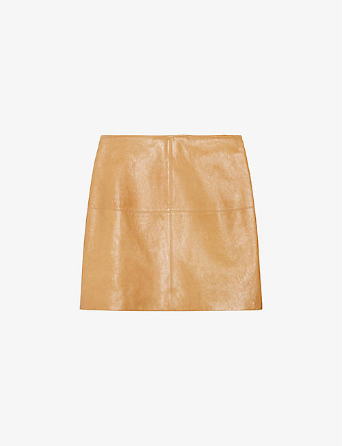 CLAUDIE PIERLOT: Straight-cut high-rise leather mini skirt