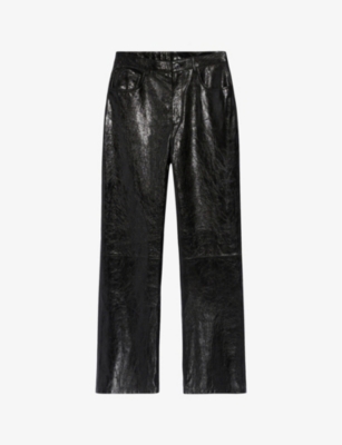 CLAUDIE PIERLOT: Straight-leg high-rise leather trousers